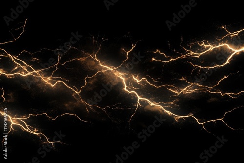 Multiple lightning bolts in night sky composite photo.