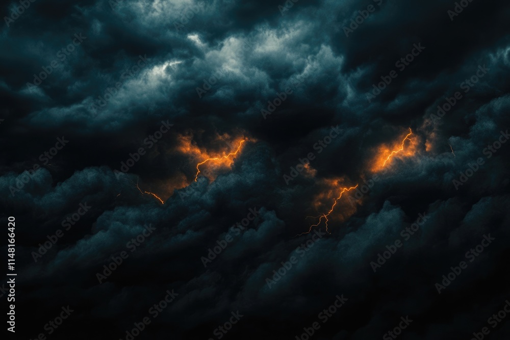 Stormy weather with dark clouds lightning and panoramic view. Stormy weather with dark clouds lightning and panoramic view.