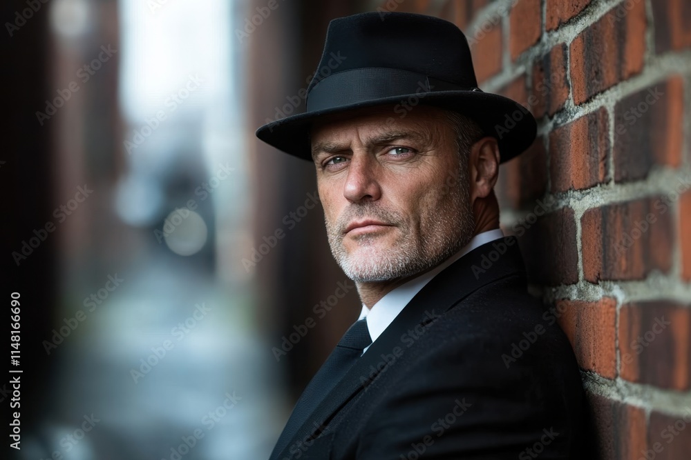 A serious man in a hat stands against a textured brick wall, exuding thoughtfulness and an air of mystery that captivates the viewer’s attention. A serious man in a hat stands against a textured brick wall, exuding thoughtfulness and an air of mystery that captivates the viewer’s attention.