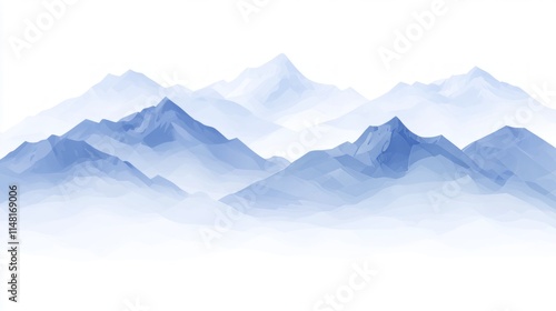 Wallpaper Mural Serene Blue Mountain Range in Misty Atmosphere Torontodigital.ca