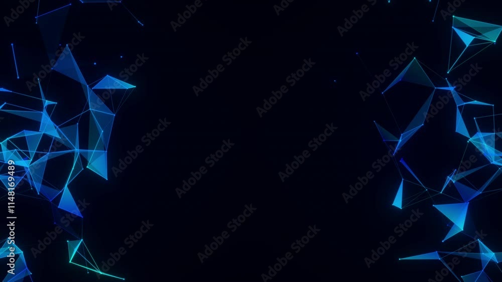 Abstract digital geometric background with connected triangular shapes in blue tones