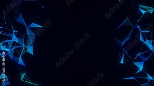 Abstract digital geometric background with connected triangular shapes in blue tones