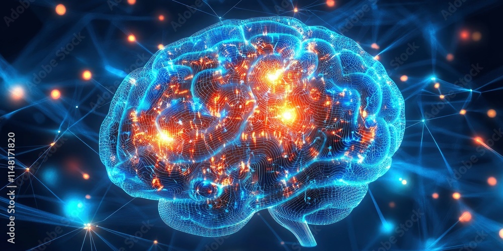 Digital brain with circuit and AI cocept. 3D Rendering. Digital brain with circuit and AI cocept. 3D Rendering.