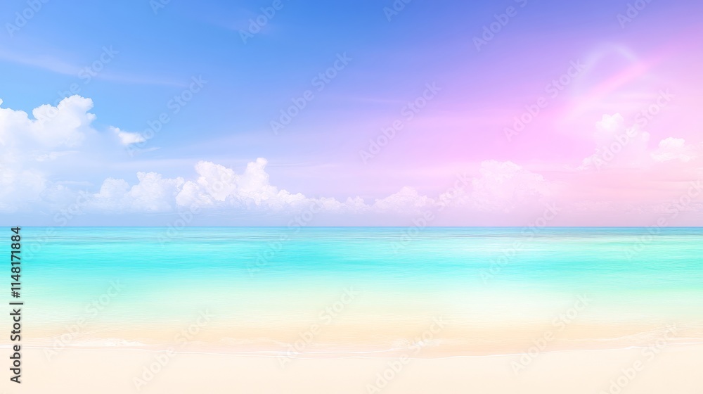Obraz premium Serene Pastel Beachscape Tranquil Ocean and Sky