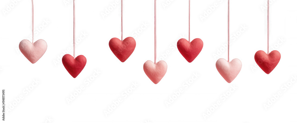 Suspended red hearts, isolated, png. Valentine's Day design Suspended red hearts, isolated, png. Valentine's Day design