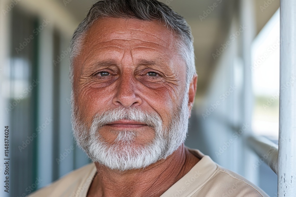 A mature man with a genuine smile and gray beard gazes directly at the camera, radiating warmth and authenticity, inviting connection and evoking trust in viewers. A mature man with a genuine smile and gray beard gazes directly at the camera, radiating warmth and authenticity, inviting connection and evoking trust in viewers.