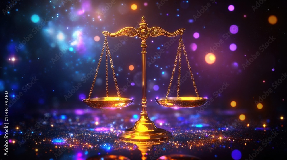 Libra, Golden Scales of Justice, Cosmic Balance, Law, Equilibrium, Fair Trial Libra, Golden Scales of Justice, Cosmic Balance, Law, Equilibrium, Fair Trial