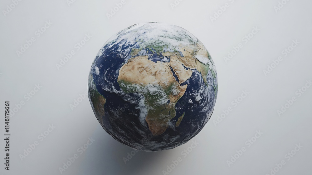 3D render of Earth showing continents, oceans, and clouds. 3D render of Earth showing continents, oceans, and clouds.