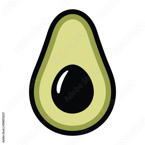 Avocado Vector realistic fresh fruit, avocado isolated on white background and Whole and cut in half avocado with pit