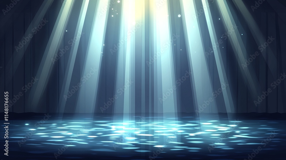Fototapeta premium Serene Underwater Light Beams Illuminating Calm Water