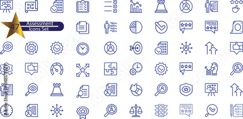 Assessment editable stroke outline web icons set.