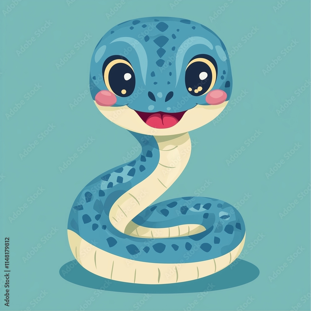 Fototapeta premium Snake Symbol New Year Cartoon Kawaii Style