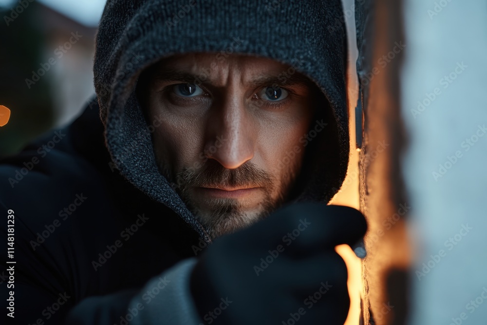 A serious man clad in a dark hoodie probes a frosted surface in the night, reflecting an atmosphere of intrigue, caution, and clandestine motives against a backdrop of city lights. A serious man clad in a dark hoodie probes a frosted surface in the night, reflecting an atmosphere of intrigue, caution, and clandestine motives against a backdrop of city lights.