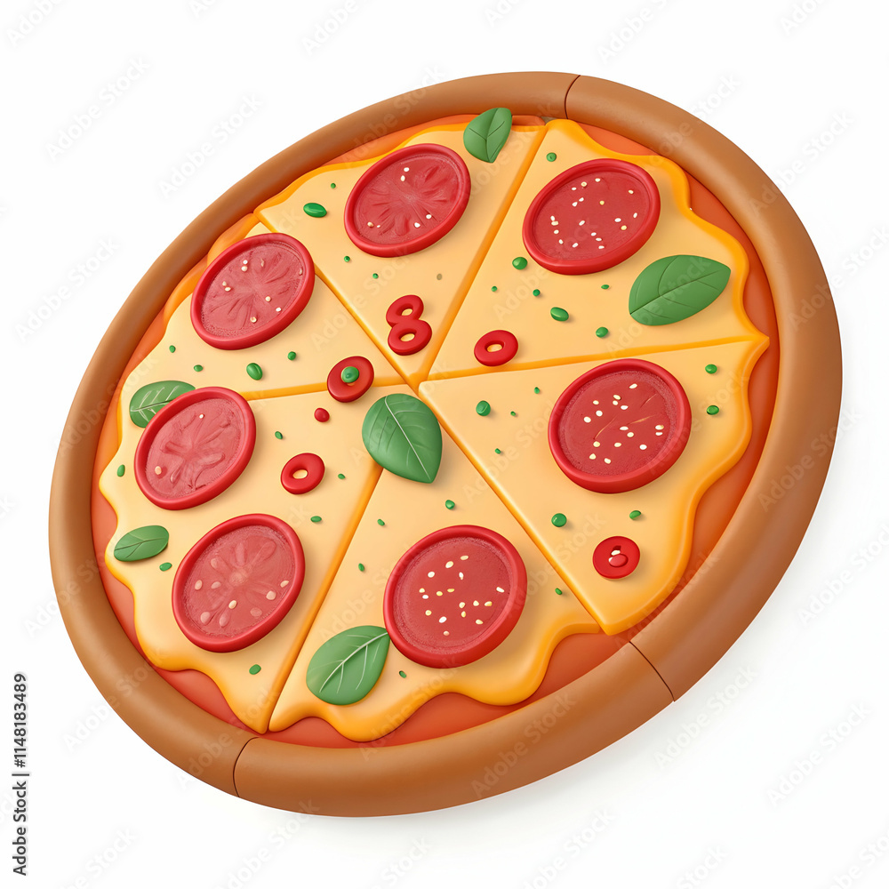 Crispy crust pizza, melted cheese oozing over, and vibrant pepperoni perfection isolated on a white background Crispy crust pizza, melted cheese oozing over, and vibrant pepperoni perfection isolated on a white background