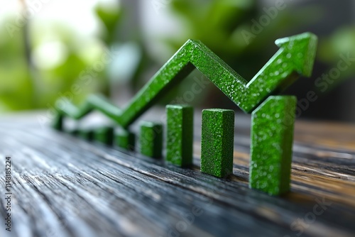 Growth chart indicating increasing trends in green colors