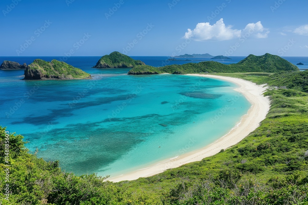 Fototapeta premium At sunset, close-up planet Mars has mountains and water with a starry sky panorama. Stock image.. Beautiful simple AI generated image