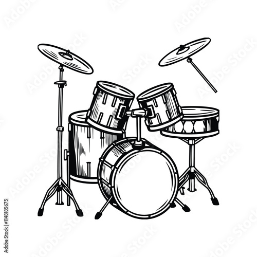 "Musical Instrument Drum Kit Vector Illustration"

