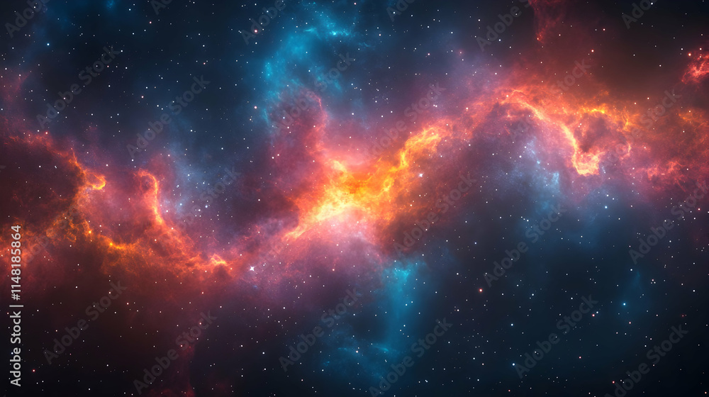 Fototapeta premium A vibrant cosmic nebula with swirling colors and stars, illustrating the beauty of the universe.