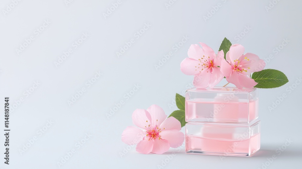 Elegant floral packaging studio setting product photography minimalist Elegant floral packaging studio setting product photography minimalist