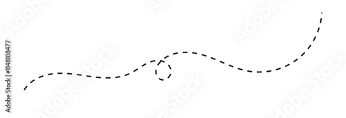 Long dashed hand drawn squiggle, loopy line vector icon isolated on transparent background. EPS 10
