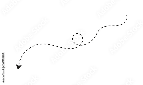 Dashed, dotted line arrow vector icon isolated on transparent background. EPS 10	
