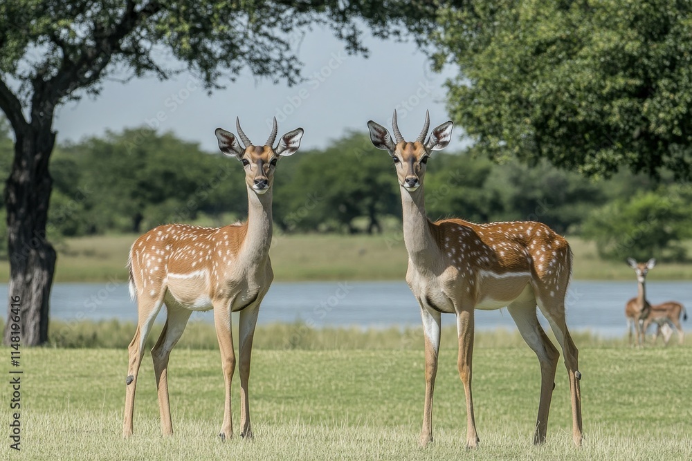 Naklejka premium Close-up image of water droplets on vibrant green grass.. Beautiful simple AI generated image
