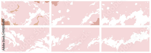 Six pink and white abstract banners with a geometric design create a beautiful and unique backdrop, perfect for adding a touch of modern elegance to any project