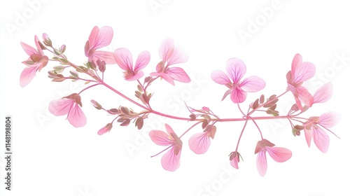 Wallpaper Mural Delicate Pink Flowers on a White Background Capturing the Essence of Spring and Nature's Beauty, Ideal for Backgrounds and Floral Designs Torontodigital.ca