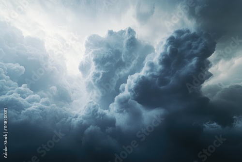 Supercell storm clouds with hail and intence winds photo