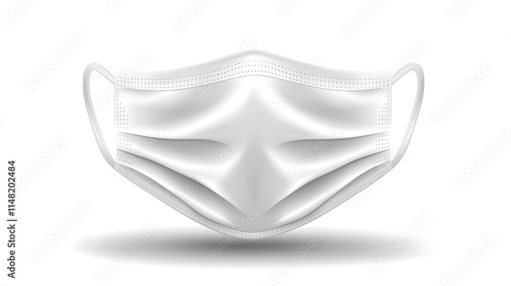 A white face mask, front view, on a white background. A white face mask, front view, on a white background.