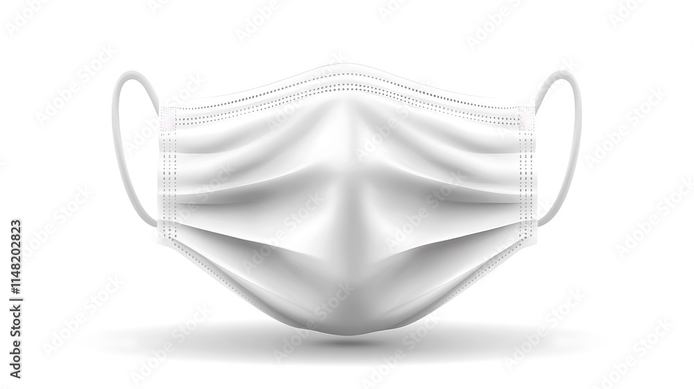 A white face mask, front view, on a white background. A white face mask, front view, on a white background.
