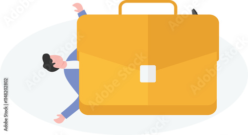 Businessman overwhelmed by a huge briefcase
