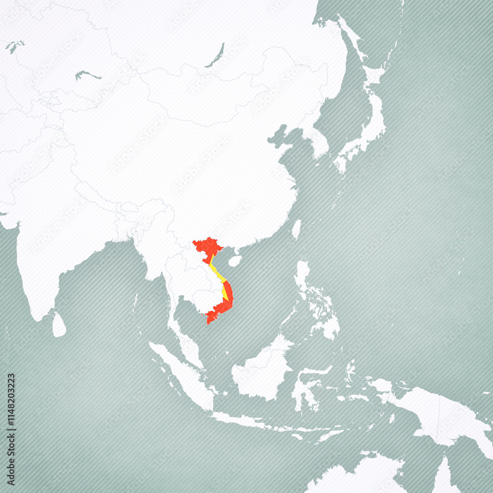 Obraz premium Map of East Asia - Vietnam