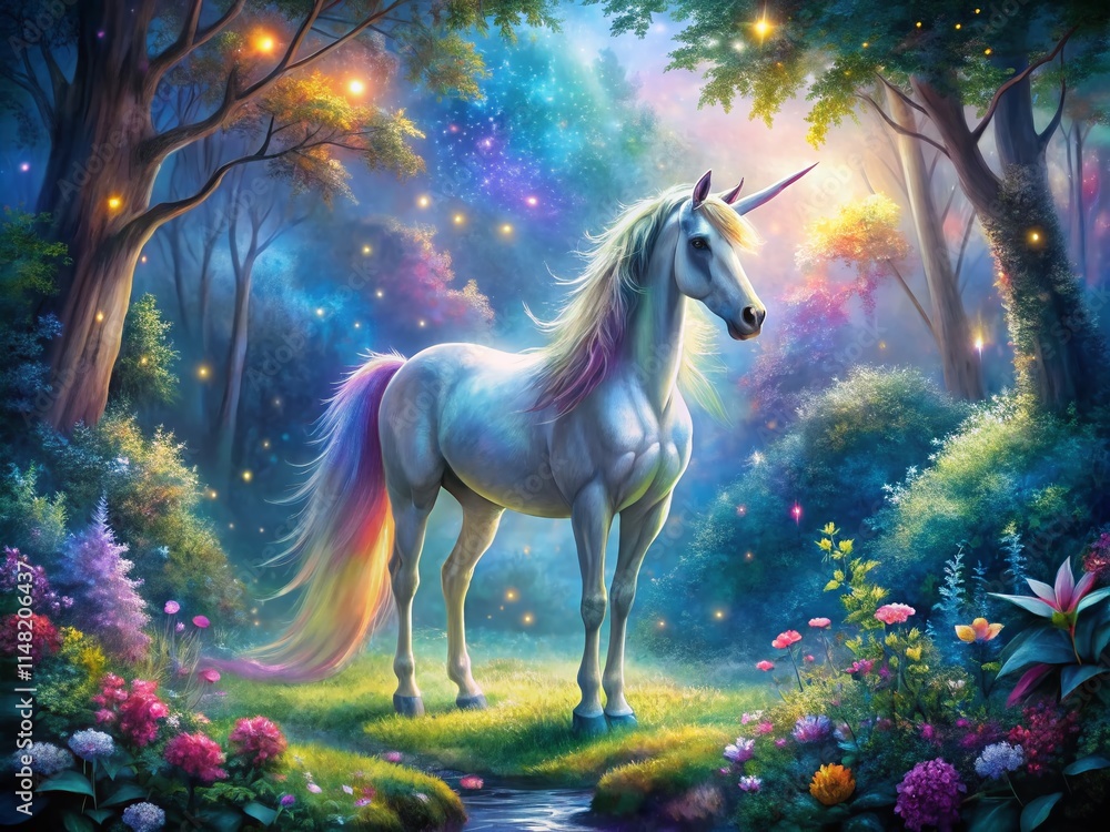 Magical Unicorn Fantasy Art: Mythical Creature, Rainbow, Horn, Forest, Dream, Celestial, Horse, Mystical, Enchanting, Whimsical, Surreal Magical Unicorn Fantasy Art: Mythical Creature, Rainbow, Horn, Forest, Dream, Celestial, Horse, Mystical, Enchanting, Whimsical, Surreal