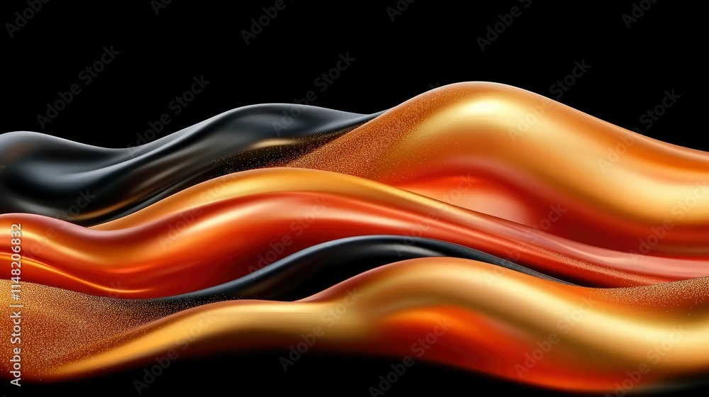 Obraz premium Abstract Waves of Gold, Black, and Copper Luxurious Fluid Design