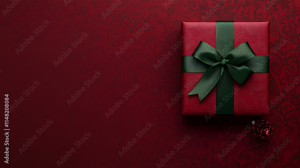 A red gift box with a green ribbon, symbolizing the festive spirit of Christmas, beautifully wrapped for holiday celebrations, evoking feelings of joy, warmth, and the excitement of giving and receivi A red gift box with a green ribbon, symbolizing the festive spirit of Christmas, beautifully wrapped for holiday celebrations, evoking feelings of joy, warmth, and the excitement of giving and receivi