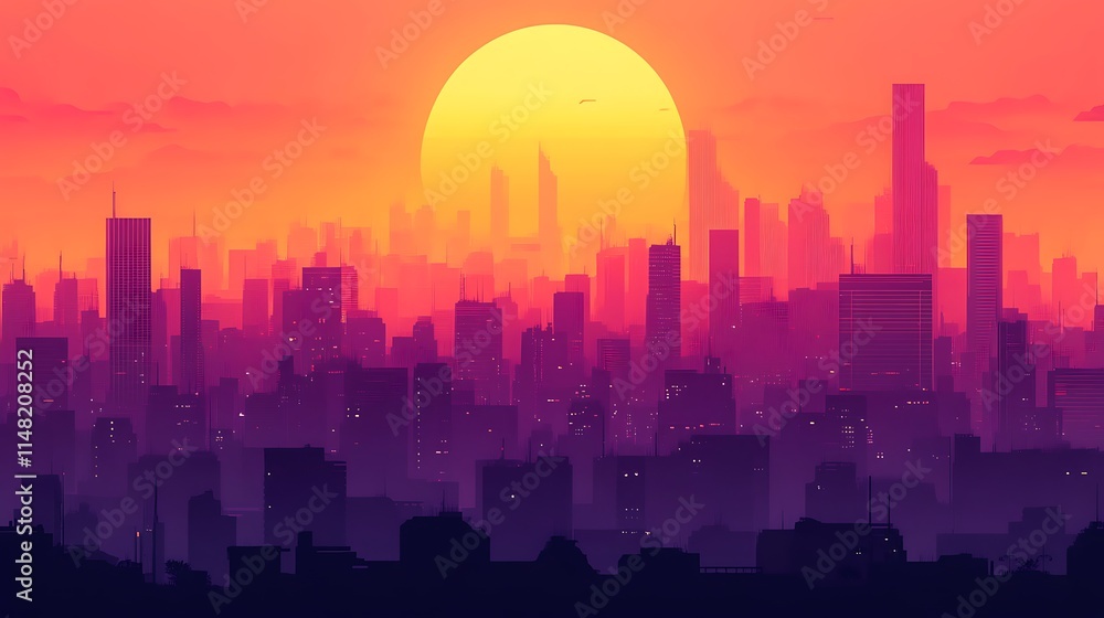 Fototapeta premium City skyline sunset.