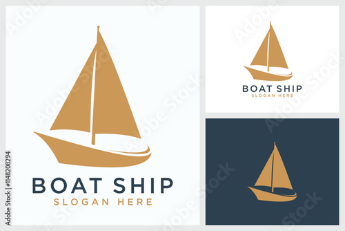 Boat Ship Yacht Sailor Logo, Sailboat on the sea, Sea vessel, ocean liner or nautical caravel