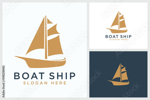 Boat Ship Yacht Sailor Logo, Sailboat on the sea, Sea vessel, ocean liner or nautical caravel