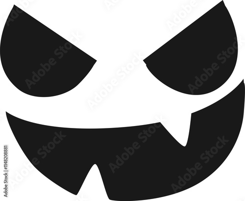 Minimal halloween pumpkin carving stencil representing a spooky face with sharp teeth, perfect for creating a scary atmosphere during the holiday season