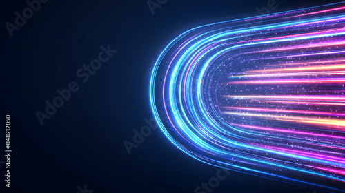 Abstract background with colorful light rays shining through a dark space, creating a vibrant and dynamic visual, symbolizing energy, creativity, and the interplay of light and color in a modern digit