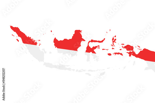 indonesia map in flag vector design