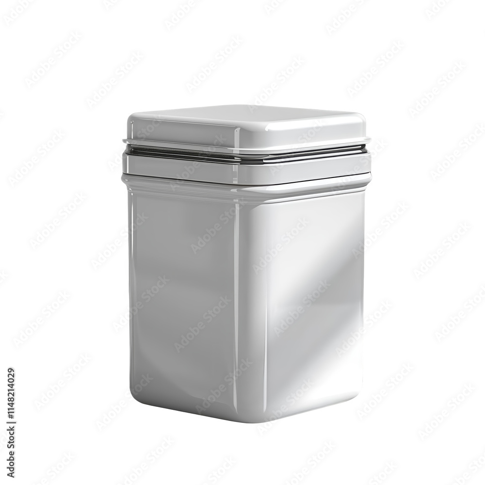 A white container with a silver lid A white container with a silver lid