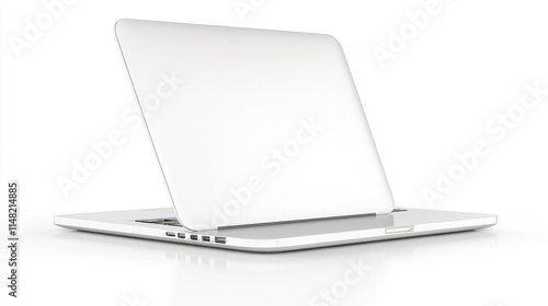 White laptop computer closed, angled view, isolated on white background.