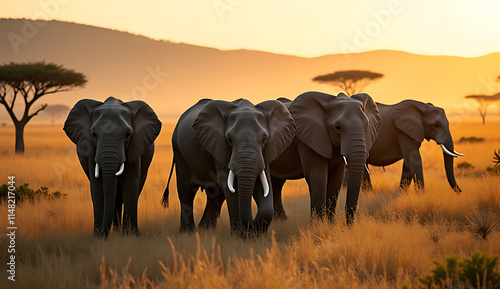 elephants in the savannah