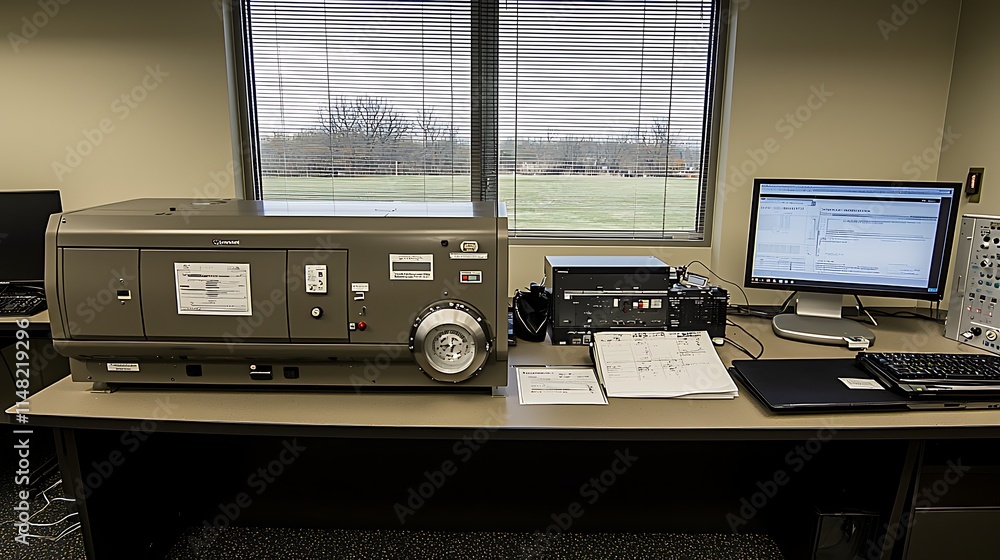 Fototapeta premium Scientific Lab Equipment Computer Window View