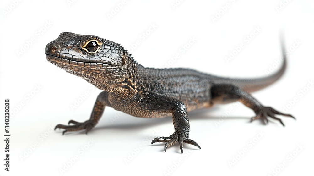Close-up of a Beautiful Scaly Lizard with Intricate Skin Patterns on a Bright White Background for Nature and Wildlife Enthusiasts Close-up of a Beautiful Scaly Lizard with Intricate Skin Patterns on a Bright White Background for Nature and Wildlife Enthusiasts