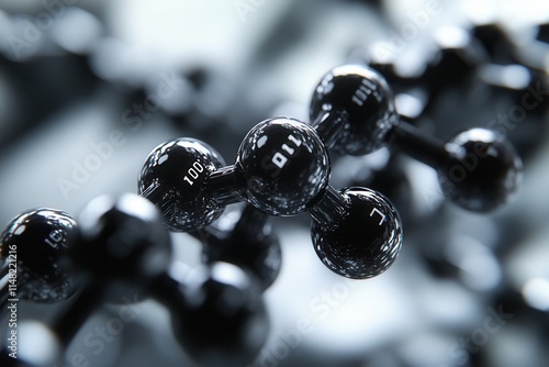 A close-up view of molecular structures representing chemical compounds.