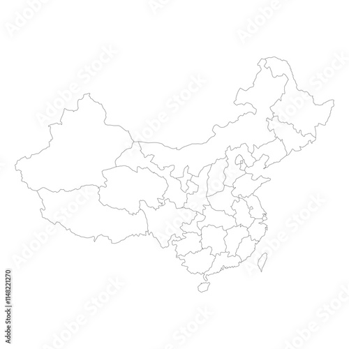Wallpaper Mural china map border province area outline vector design Torontodigital.ca