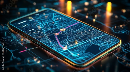Isometric Gps, graphic tourist map of territory. Smartphone map application. App search map navigation. Fragments of town. Futuristic route dashboard gps map tracking. Vector illustration,